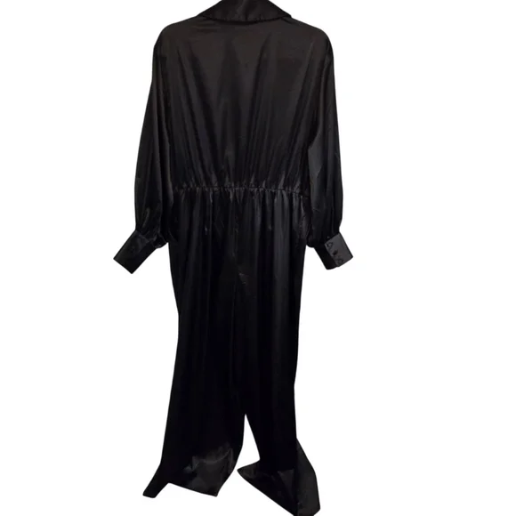 ELOQUII Black Satin Long Sleeve Jumpsuit Plus Size 14 - Picture 3 of 8